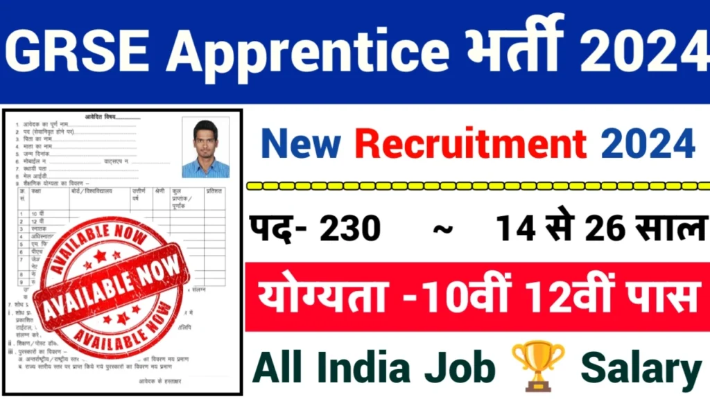 GRSE Apprentice Recruitment 2024: GRSE अपरेंटिस भर्ती 2024
