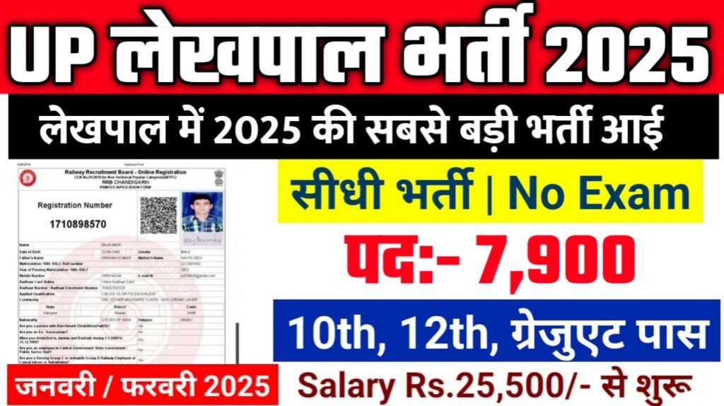 UP LEKHPAL Recruitment 2025: लेखपाल भर्ती 2025 , Post- 7900