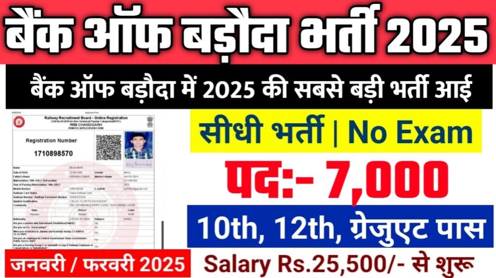 Bank of Baroda Recruitment 2025: बैंक ऑफ बड़ौदा भर्ती 2025 , Post- 7000