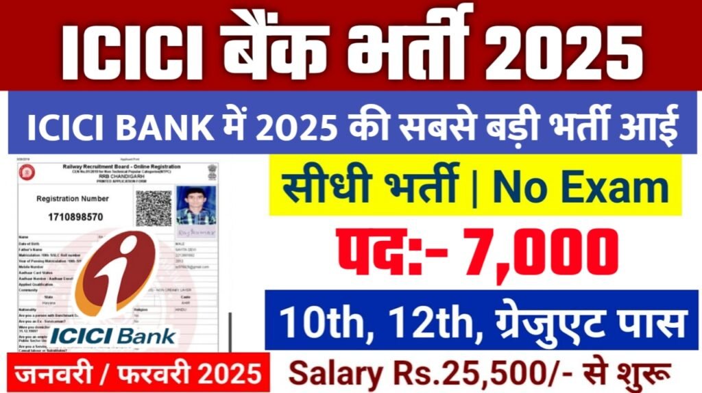 ICICI BANK Recruitment 2025: ICICI बैंक भर्ती 2025 , Post- 7000
