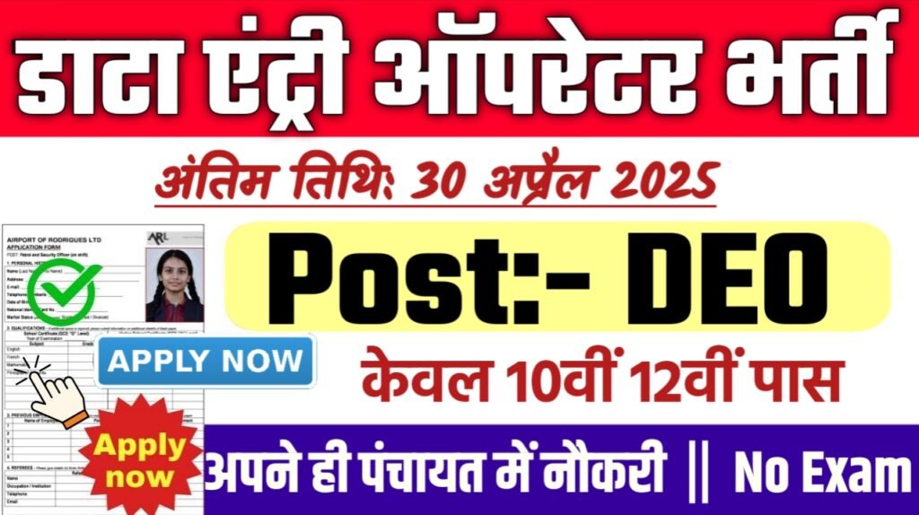 Data Entry Operator New Bharti 2025- डाटा एंट्री ऑपरेटर भर्ती 2025