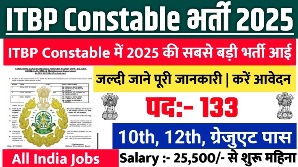 ITBP Constable New Bharti 2025- भारत तिब्बत सीमा पुलिस बल भर्ती 2025