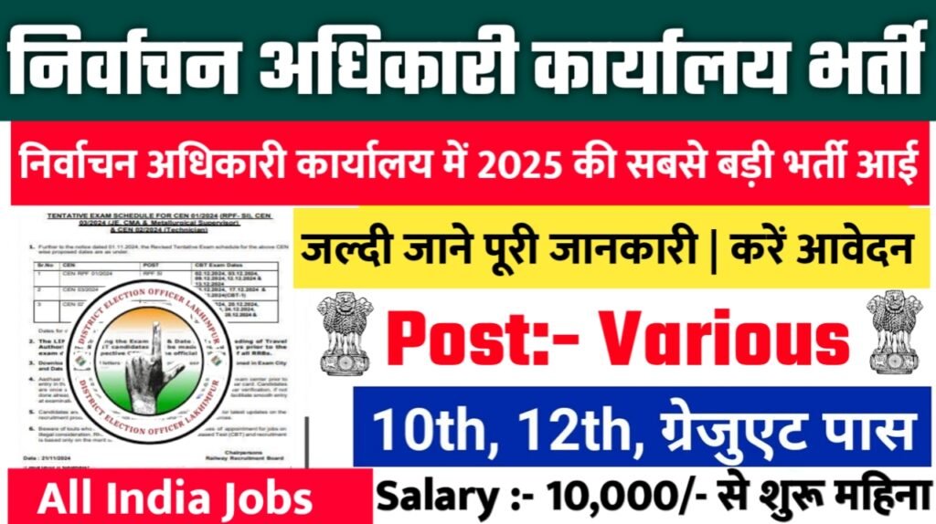 Election Officer Data Entry New Bharti 2025- निर्वाचन अधिकारी कार्यालय भर्ती 2025