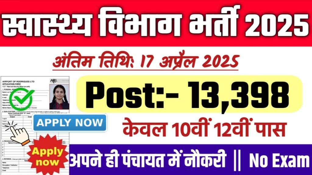 Health Department New Bharti 2025- स्वास्थ्य विभाग भर्ती 2025