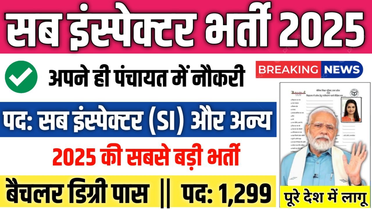 Sub Inspector New Bharti 2025- सब इंस्पेक्टर भर्ती 2025