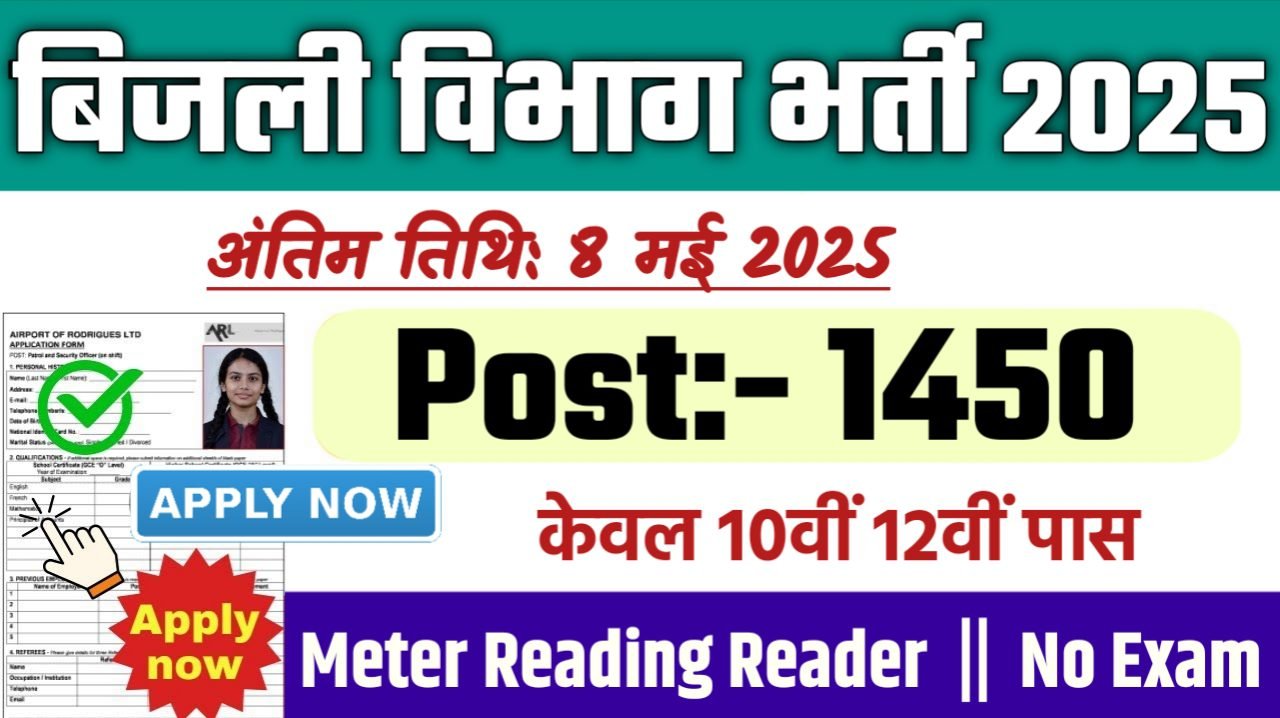 Electricity Meter New Vacancy 2025- बिजली विभागों भर्ती 2025, Authoritative Notice Out