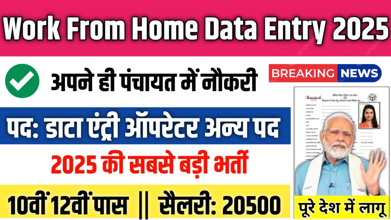 Work From Home Data Entry योग्यता 12वीं पास वेतन ₹20500