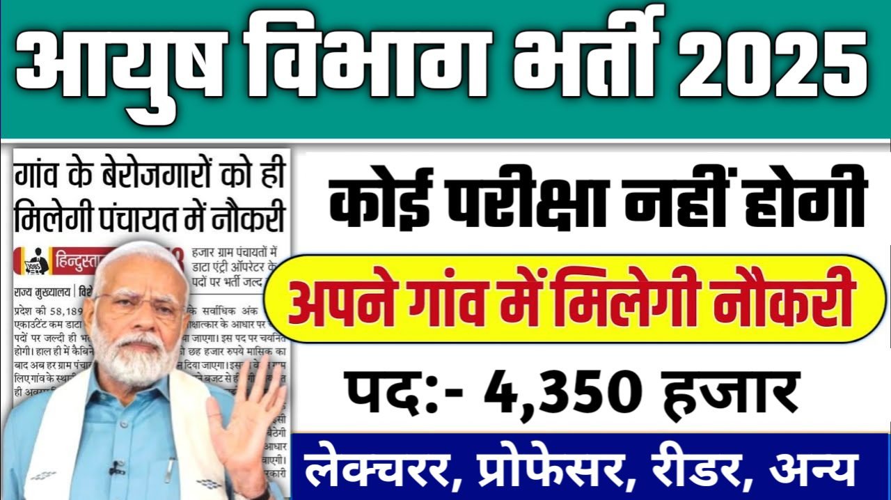 Ayush Vibhag New Vacancy 2025: आयुष विभाग भर्ती 2025, Authoritative Notice Out