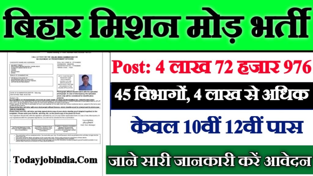 Bihar Mission Mode New Vacancy 2025: बिहार मिशन मोड़ भर्ती 2025, Authoritative Notice Out